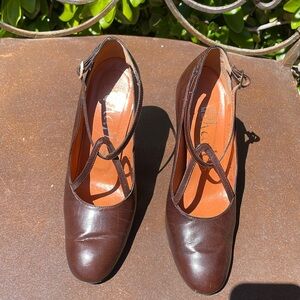 Vintage brown leather heels, made in Italy, Size 36